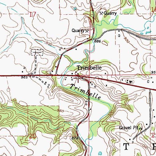 Topographic Map of Trimbelle, WI