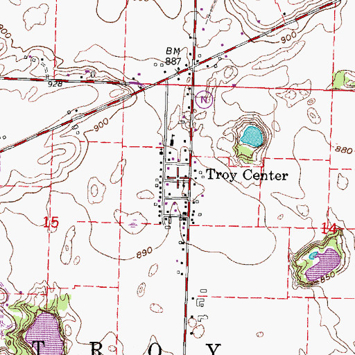 Topographic Map of Troy Center, WI