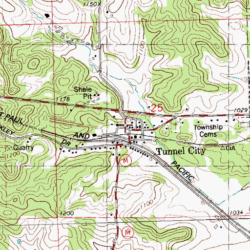 Topographic Map of Tunnel City, WI