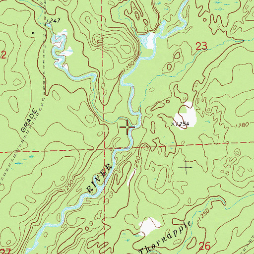 Topographic Map of Tupper Creek, WI