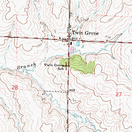 Topographic Map of Twin Grove School, WI