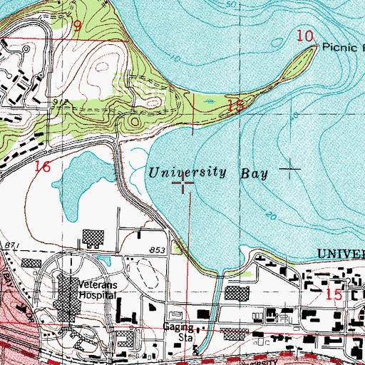 Topographic Map of University Bay, WI