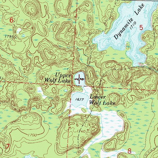 Topographic Map of Upper Wolf Lake, WI