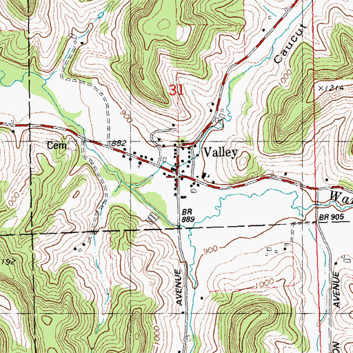 Topographic Map of Valley, WI