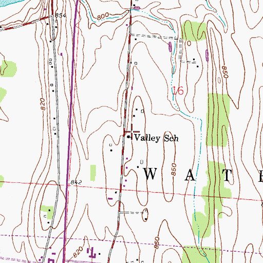 Topographic Map of Valley School, WI