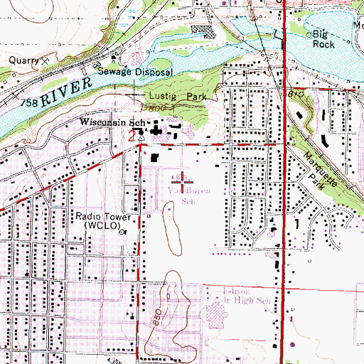 Topographic Map of Van Buren Elementary School, WI