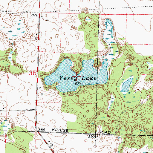 Topographic Map of Vesey Lake, WI