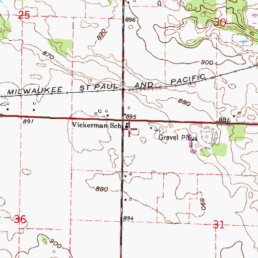 Topographic Map of Vickerman School, WI