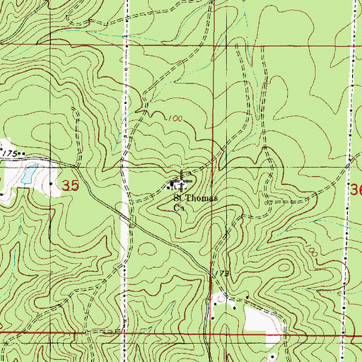 Topographic Map of Saint Thomas Cemetery, AL