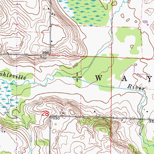 Topographic Map of Wayne Creek, WI