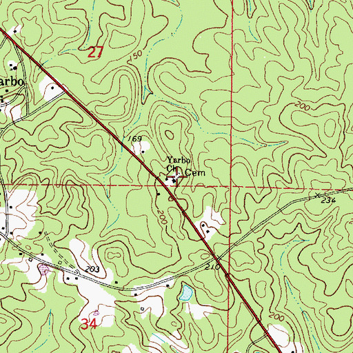 Topographic Map of Yarbo Cemetery, AL