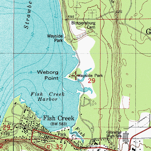 Topographic Map of Weborg Point, WI