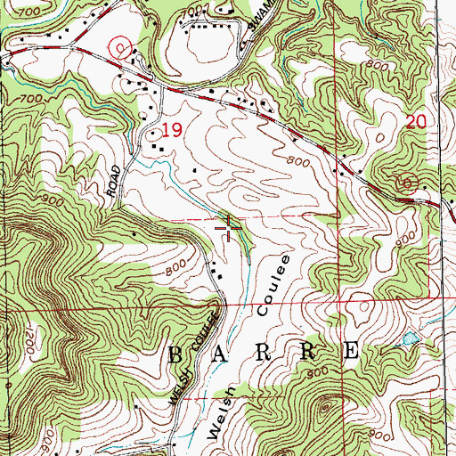 Topographic Map of Welsh Coulee, WI