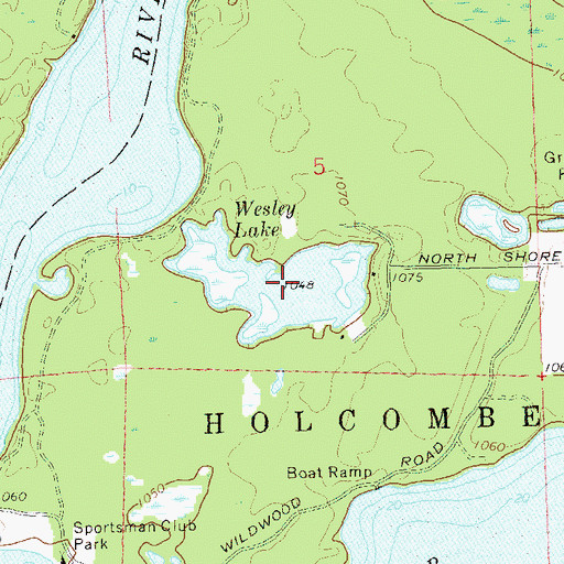 Topographic Map of Wesley Lake, WI
