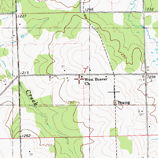 Topographic Map of West Beaver Church, WI