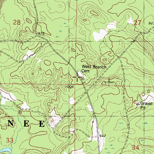 Topographic Map of West Branch Cemetery, WI