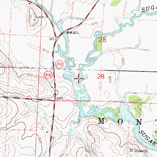 Topographic Map of West Branch Sugar River, WI