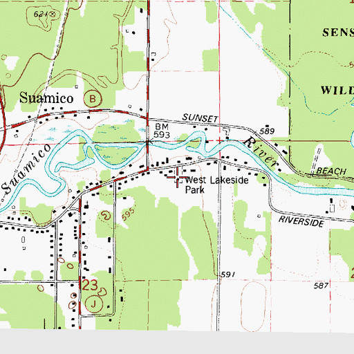 Topographic Map of West Lakeside Park, WI