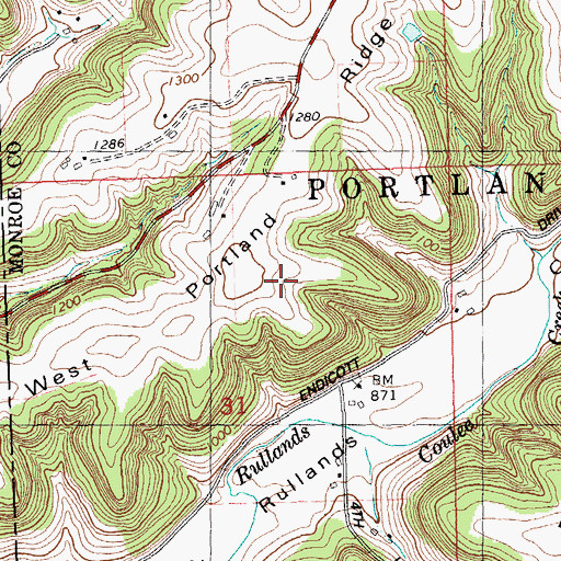 Topographic Map of West Portland Ridge, WI
