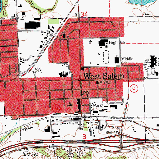 Topographic Map of West Salem, WI