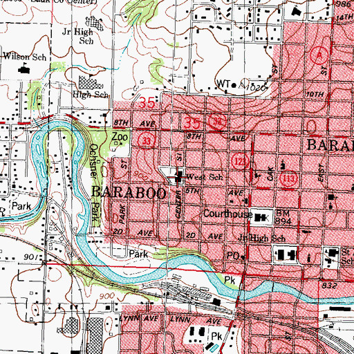 Topographic Map of West Elementary - Kindergarten Center, WI