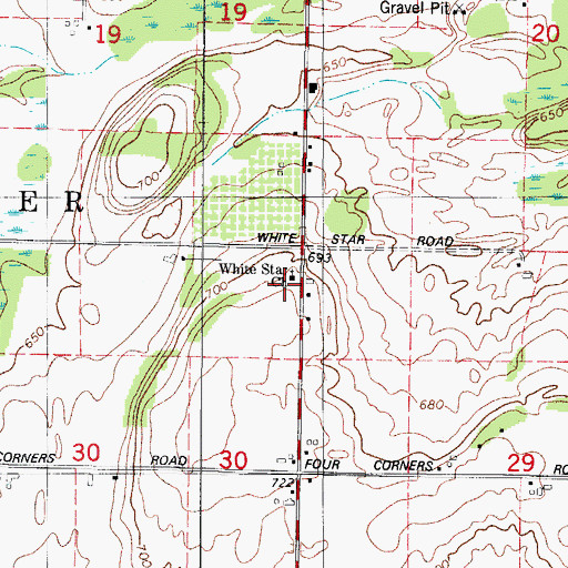 Topographic Map of White Star Church, WI