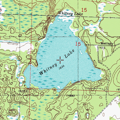 Topographic Map of Whitney Lake, WI