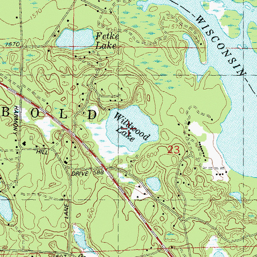 Topographic Map of Wildwood Lake, WI