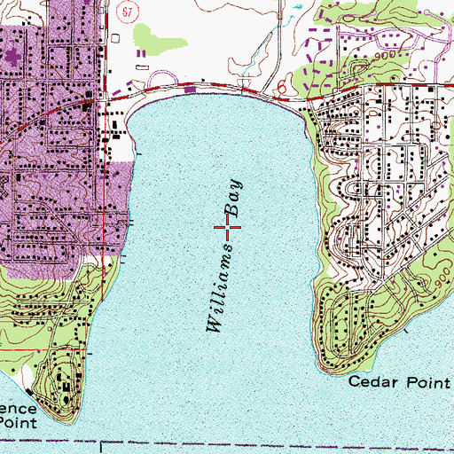 Topographic Map of Williams Bay, WI
