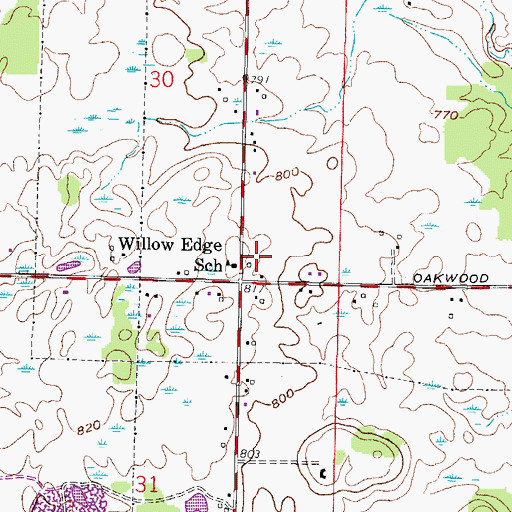 Topographic Map of Willow Edge School, WI