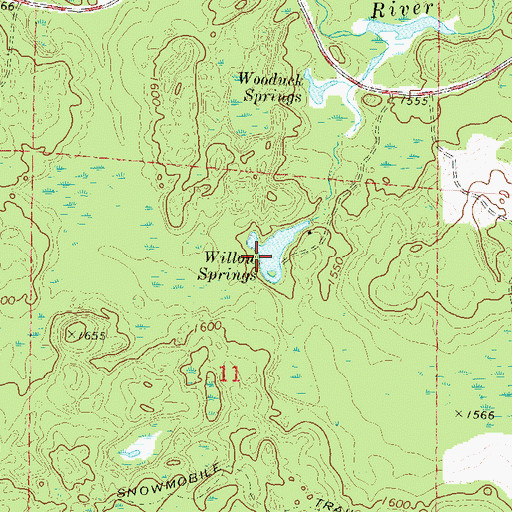 Topographic Map of Willow Springs, WI