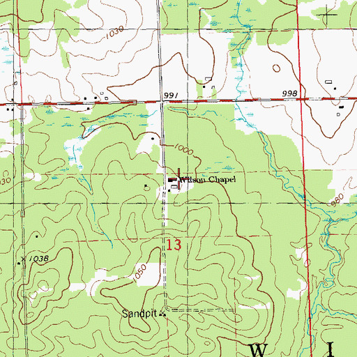 Topographic Map of Wilson Chapel, WI