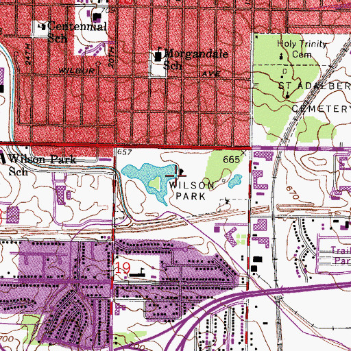 Topographic Map of Wilson Park, WI