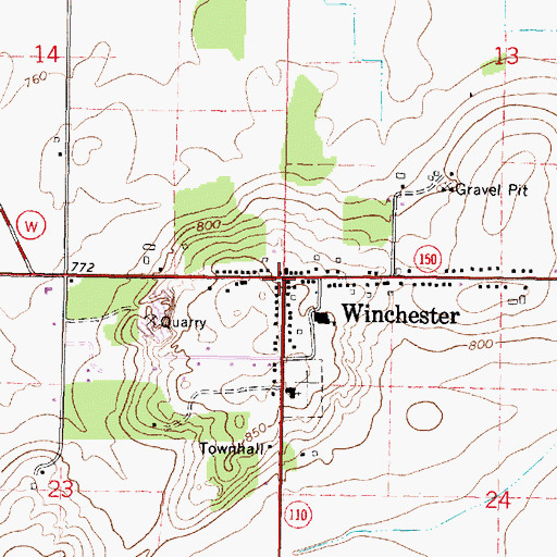 Topographic Map of Winchester, WI