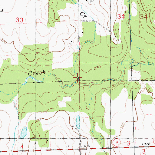 Topographic Map of Winding Creek, WI