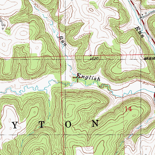 Topographic Map of Wolf Run, WI