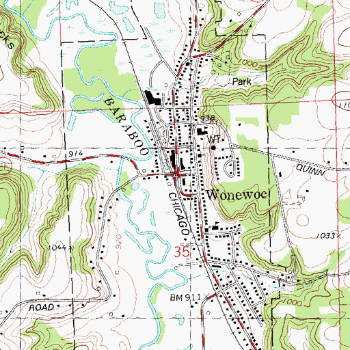 Topographic Map of Wonewoc, WI