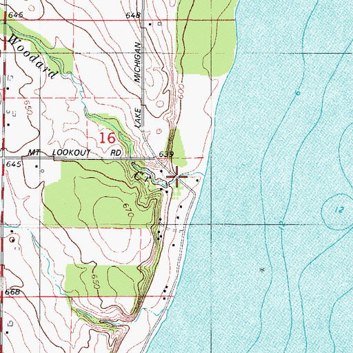 Topographic Map of Woodard Creek, WI