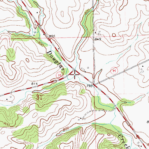 Topographic Map of Woodward Creek, WI