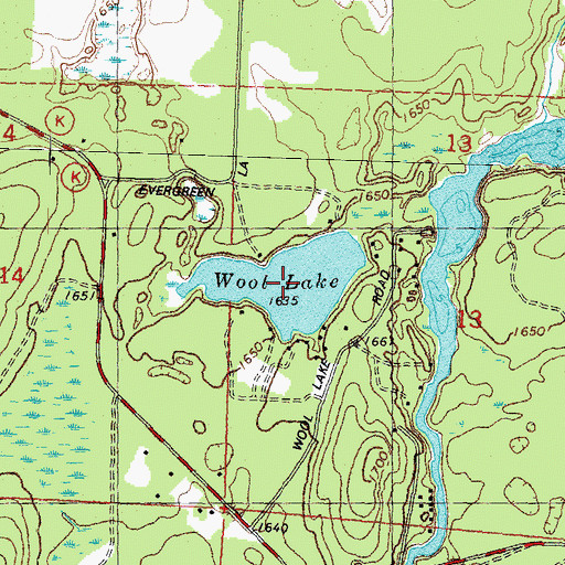 Topographic Map of Wool Lake, WI