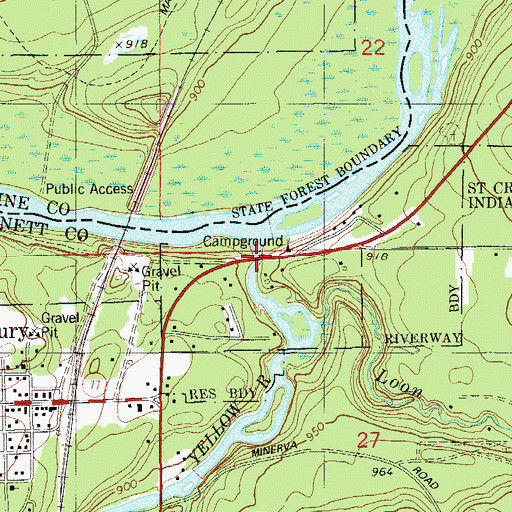 Topographic Map of Yellow River, WI