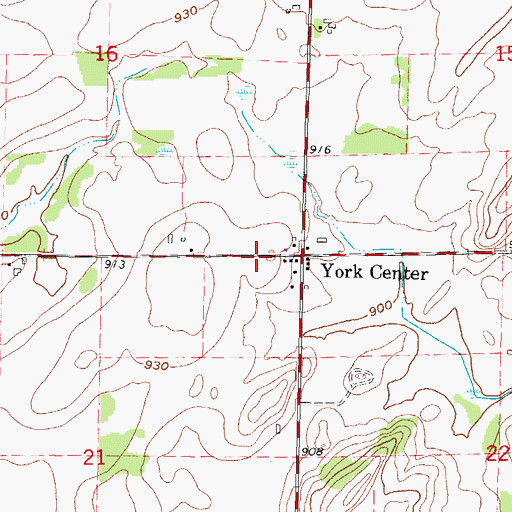 Topographic Map of York Center, WI