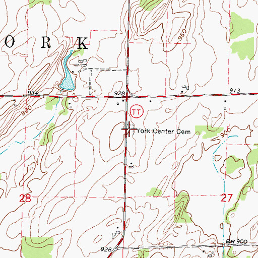 Topographic Map of York Center Cemetery, WI