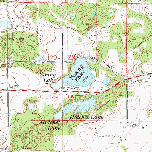 Topographic Map of Young Lake, WI