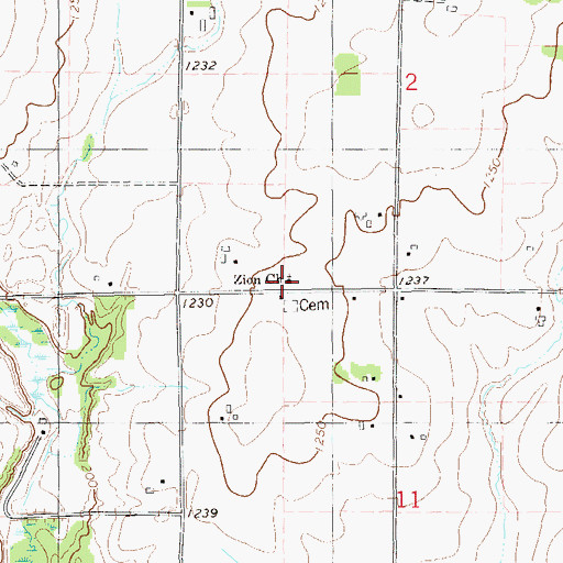 Topographic Map of Zion Lutheran Church, WI