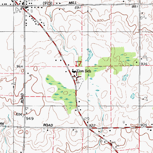 Topographic Map of Morrison Zion Lutheran School, WI