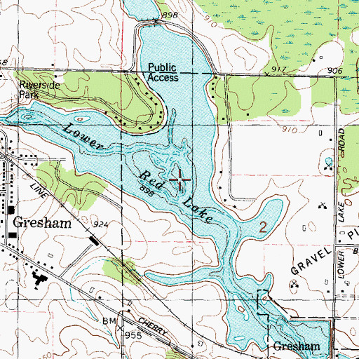 Topographic Map of Lower Red Lake, WI