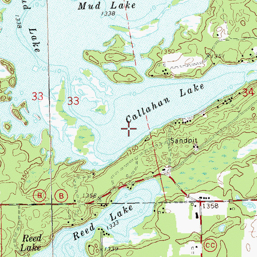Topographic Map of Callahan Lake, WI