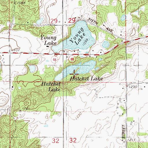 Topographic Map of Hatchet Lake, WI
