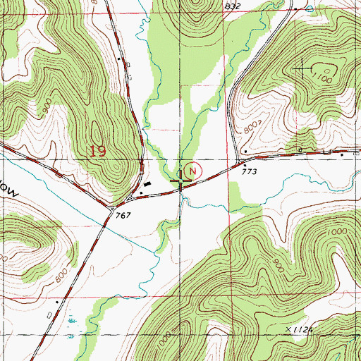 Topographic Map of McCarville Creek, WI